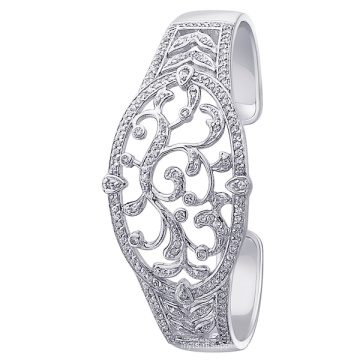 925 Silver Bangle with CZ Rhodium Plated Jewelry for Gift